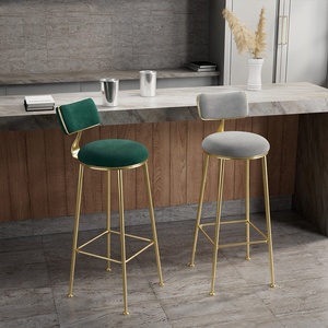Tabourets <span class=keywords><strong>de</strong></span> <span class=keywords><strong>bar</strong></span> <span class=keywords><strong>de</strong></span> luxe légers, chaises <span class=keywords><strong>de</strong></span> <span class=keywords><strong>bar</strong></span> rembourrées en velours avec dossier, tabourets hauts pour îlot <span class=keywords><strong>de</strong></span> cuisine, salon - Product Image 3