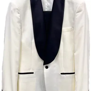 2024 OEM ODM定制实心男士结婚套装TR白色男士缎面翻领奢华2或3件套套装男士礼服套装