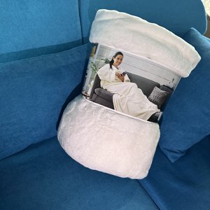 Manta súper suave, cálida, cómoda, de franela grande, para TV, Sherpa, usable, con mangas, brazos, envoltura, bata, manta para adultos - Product Image 6