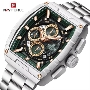 นาฬิกา Naviforce รุ่น 8066 NF8066 นาฬิกาโครโนกราฟควอตซ์สุดหรู ดีไซน์ทรงโค้งมน ตัวเรือนสแตนเลสสตีล สำหรับผู้ชาย กันน้ำ เรืองแสง - Product Image 4