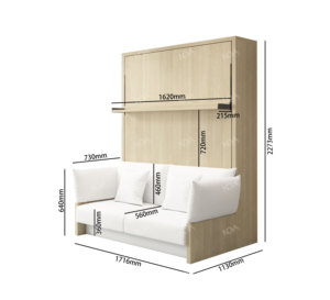 Нова, портативная Экономия пространства, настенная кровать, раскладная мебель для спальни, натуральный цвет, королева, меламиновые Каркасы для кровати с набором диванов - Product Image 5