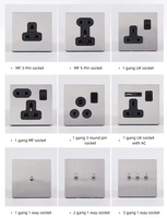 Interrupteur à bascule en acier inoxydable de haute qualité, universel pour le Royaume-Uni, 1/2/3 voies, 1 direction, prises murales USB Type-C, élégant, rétro, vintage