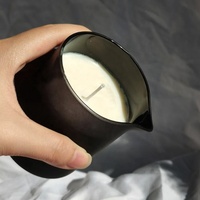 Pot à bougie en verre noir fantaisie avec bec verseur et couvercle, 6oz, 8oz, 10oz, pour bougies de massage
