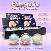 Jouet Squishy Boules Croustillantes dans un Œuf Capsule, Jouet Anti-Stress à Presser Couleurs Arc-en-Ciel, Balle de Décompression, Cadeau de Fête