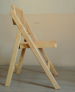 Chaise en rotin pliable en bois de couleur naturelle, style nordique, pour mariage, événement, hôtel, chaise pliante en bois - Product Image 4