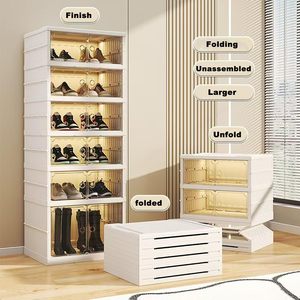 Armario de Almacenamiento de Plástico Transparente de Gran Capacidad y Múltiples Capas, Cajas de Zapatos Plegables Reforzadas, Organizador Moderno para Sala de Estar - Product Image 4