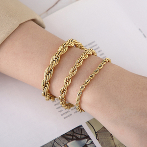 Wasserdichte 18 Karat Gold Twisted Rope Chain Armbänder für Männer Frauen Edelstahl/8mm Breite Rope Chain Bracelet Großhandel - Product Image 2