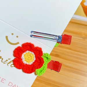 Horquillas para el Cabello con Flores Rojas, Hechas a Mano con Lana de Ganchillo, Clips BB Delicados Tejidos, Horquillas al por Mayor para Niñas y Adolescentes - Product Image 4