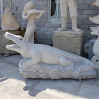 Statue de crocodile en bronze pour extérieur, sculpture animale, figurine de jardin moulée à la main, moderne et traditionnelle, pour fêtes d'anniversaire, mascotte de Noël