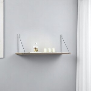 Floating Wall Shelf With Metal <b>Bracket</b> Single Shelf For Books White Chrome - Product Image 1
