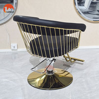 Fauteuil de Barbier et de Coiffure Moderne Doré Léger avec Pompe Hydraulique pour Salons de Beauté et de Coiffure