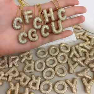 <span class=keywords><strong>BD</strong></span>- B5059 Collier pendentif lettre à la mode Collier plaqué or 18 carats Collier en zircon cubique de haute qualité Mode - Product Image 2