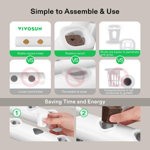 Système de culture hydroponique 90 sites de culture 3 niveaux 10 tuyaux PVC-U de qualité alimentaire Kit de culture Pompe à eau Minuteur Panier de culture Éponge - Product Image 6