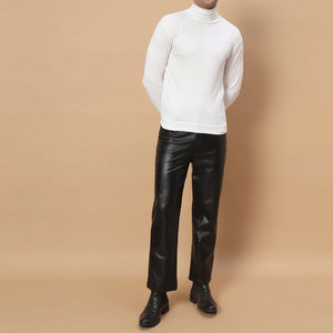 Pantalon en cuir décontracté de haute qualité, respirant et léger, nouveau design, pantalon en cuir véritable pour homme, style décontracté - Product Image 3