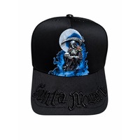 Casquette de baseball personnalisée Santa Muerte avec patch graphique Grim Reaper et lune, noire, broderie 3D, visière incurvée, style streetwear, Gorras