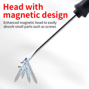 Professional <b>Screwdriver</b> <b>Set</b> 10pcs Flat Head Magnetic Tip Anti-Slip Handle Matte Finish Plastic Handle DIY Tools - Product Image 3
