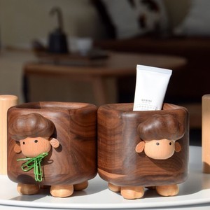 Black Walnut Wood <b>Pen</b> Holder Sheep Design Solid Wood Storage <b>Box</b> Office Desktop Ornament Gift Birthday Present - Product Image 4