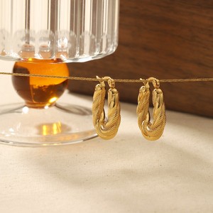 Pendientes de Aro con Cadena de Serpiente Trenzada de Doble Capa, Chapados en Oro de 18K, Forma de C, Joyería de Moda para Fiestas - Product Image 3