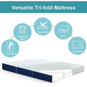 Gấp Nệm 6 inch tri-gấp Bộ nhớ bọt Nệm toppeboldable Nệm topperr với tre bìa cho cắm trại - Product Image 4