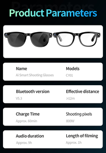 Lunettes intelligentes IA améliorées <span class=keywords><strong>UniTek</strong></span> avec caméra 8MP 1080P, commande vocale, traduction en temps réel, étanches IP67, magnétiques - Product Image 6
