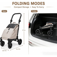 Chariot de courses pliable de qualité supérieure avec frein à pied monophasé, grandes roues EVA à glissement fluide, sac résistant à l'eau de 35 L