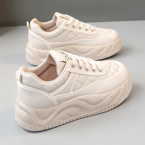 2026 Wholesale PU <b>Lace</b>-Up Anti-Slip Breathable Sporty Casual Shoes High Quality Low Cut Thick Soled <b>White</b> Women's Spring Summer - Product Image 2