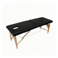 Table de massage portable à 2 sections, pliable, avec pieds en bois, lit de spa avec poignée de transport pour salon