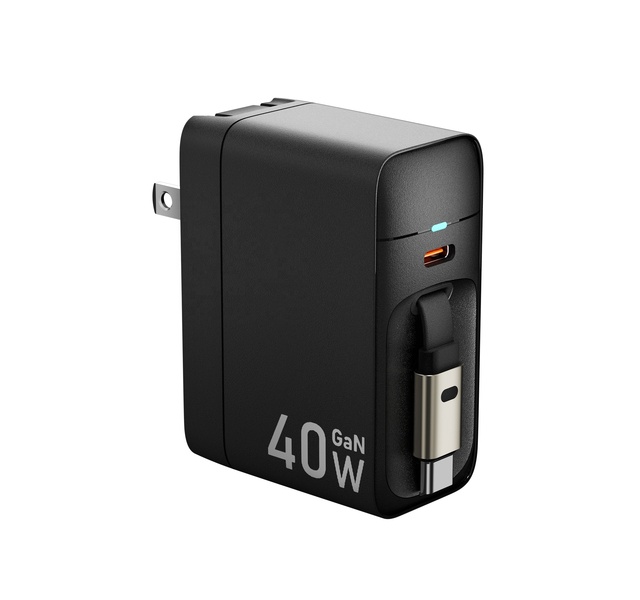 OEM ODM Customization GaN PD40W Fast Charging Usb Wall Charger With Type-C Retractable Cable EU UK US AU