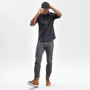 Pantalones de Vestir Grises Clásicos de Alto Rendimiento OEM para Hombre, Corte Regular, Lavado Enzimático, Sensación Resistente, Denim Japonés Crudo - Product Image 2