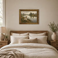 Décoration intérieure pour salon, chambre, bureau – Toile murale rustique texturée 3D sur le thème de la pêche d'automne, encadrée – OEM ODM