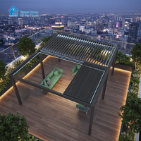 Pergola en aluminium Sweet Home avec lames motorisées télécommandées, gazebo imperméable et éclairage LED intégré pour patio