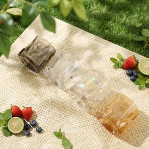 Portacandele in Vetro Ondulato Biologico all'Ingrosso, Bocca Ondulata Irregolare, Texture Ghiacciaio, Contenitore Vuoto per Candele Fai da Te in Cera <span class=keywords><strong>di</strong></span> Soia Profumata - Product Image 1