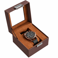 Boîte de rangement pour montres en cuir PU avec couvercle transparent, étui de présentation pour montres mécaniques, coffret cadeau pour collectionneur de montres avec métal