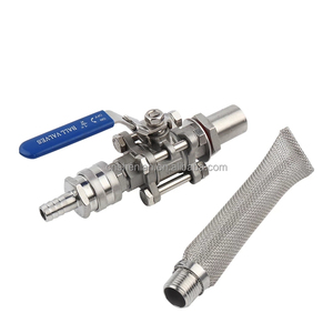 Kit de vanne à boisseau sphérique sans soudure en acier inoxydable 3 pièces BSP/NPT 1/2" pour brassage maison avec raccord rapide et embout cannelé pour tuyau - Product Image 4