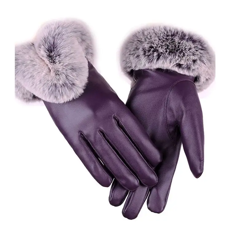 Lady Outdoor Driving warm gloves winter gloves PU Leather touch screen gloves Mittens for women