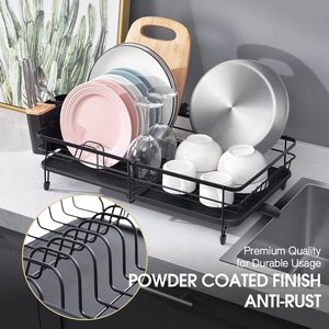 Escurridor de platos de acero inoxidable para encimera, escurridor de platos, escurridor de platos para encimera de cocina con soporte para cubiertos - Product Image 3