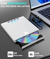 External CD/DVD Burner 7-in-1 with USB Hub, USB 3.0, Type-C, SD/TF Slots-Portable Optical Drive for PC, Laptop, Linux, Windows