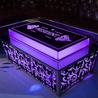 Mobilier commercial moderne pour bar, discothèque, pub, éclairage LED, barre rectangulaire portable néon en acier inoxydable, tables lumineuses