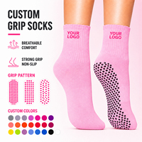 Chaussettes de danse classique antidérapantes roses tendance pour femmes, chaussettes de yoga et de pilates personnalisées avec grip pour barre