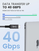 Cable USB4 Gen3 Tipo C a Tipo C de 1.2m, Transferencia de Datos de 40Gbps, PD3.0, 120W, 4K 8K60Hz, Cable USB-C de Nailon para Macbook, Teléfono Celular y Tableta