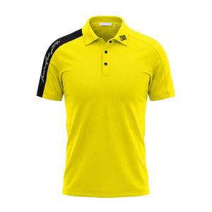 Polo à manches courtes pour homme, turquoise et noir, en polyester tricoté, séchage rapide, vêtement de sport décontracté, logo sur la manche gauche - Product Image 5