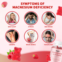 Gummies de glycinate de magnésium sans sucre, 60 unités, complément alimentaire pour soutenir la relaxation musculaire et soulager le stress, marque privée OEM