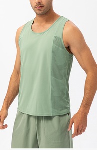 Débardeur sans manches pour homme vert menthe, col rond, tricoté, séchage rapide, sportif, fitness, couleur unie - Product Image 4