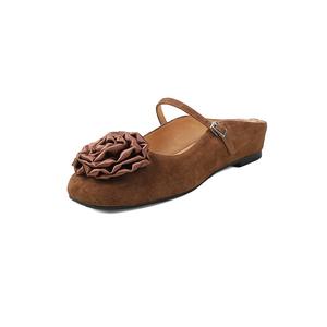 Sandales d'été antidérapantes à bout rond, style coréen, avec nœud et semelle épaisse, entièrement recouvertes de cuir, couleur unie - Product Image 3