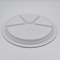Assiettes biodégradables en amidon de maïs robustes de 12 pouces, plateau alimentaire jetable à 4 compartiments pour la restauration
