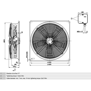 Ventilateurs axiaux ebmpapst W6D910-GB01-01 910 mm 2020 W 400 V AC, ventilateurs électriques, ventilateurs de climatisation, ventilateurs de refroidissement axiaux, ventilateurs de refroidissement pour chiller - Product Image 3
