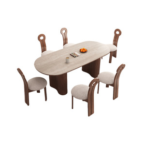 Juego de Comedor de Madera Maciza Estilo Francés, Mesa Ovalada de 4 Piezas, Estructura Resistente - Product Image 5
