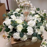 Luxueuze 5D witte groene kunstbloemen krans guirlande kroon roos decoratie bruiloft evenement tafel centerpiece bloemstuk receptie attributen