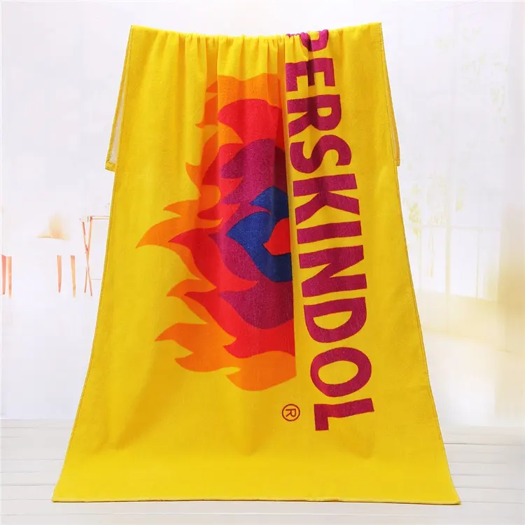 Custom Large Towel Printing Logo Sand Free Comfortable Jacquard Custom 100% Cotton Beach Towel