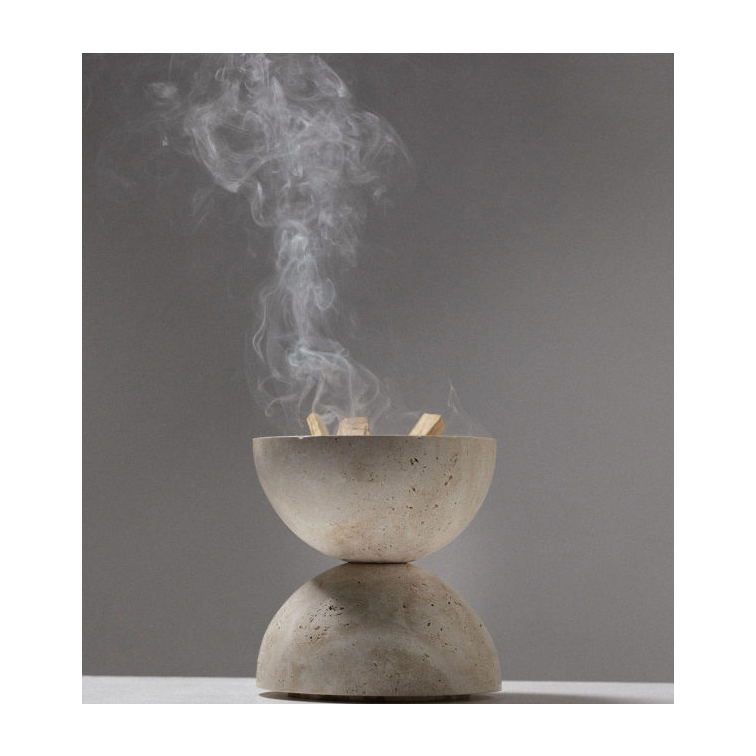 Customized Natural Beige Travertine Incense Holder
